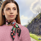 Woman wearing a colourful scarf with a scenic background - Peaks - Monsal Trail